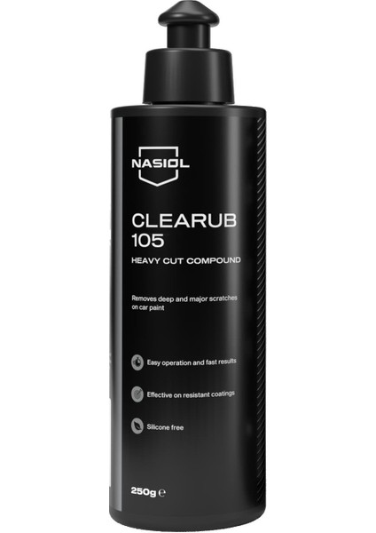 Clearub 105 Ağır Çizik Giderici Polisaj Pastası-Pasta Cila-250gr-Silikonsuz Boya Parlatıcı