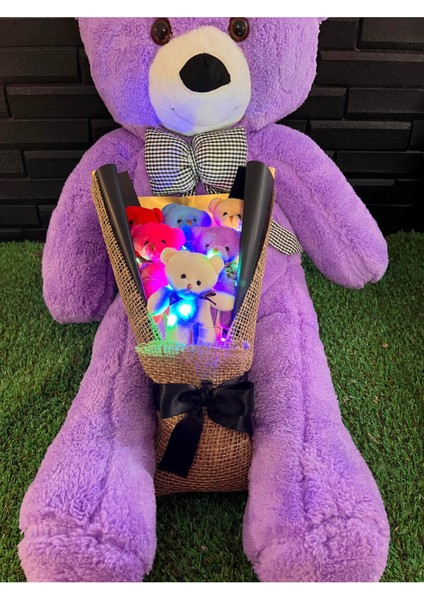 Mor Ayıcık Buketi Renkli Işıklı Sevgiliye Hediye 80CM Romantik Tasarım fiyatları