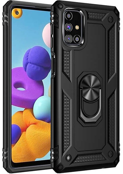 Samsung Galaxy M31S Kılıf Vega Yüzüklü Standlı + Ekran Koruyucu