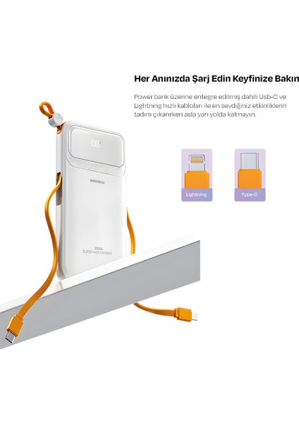 RS-500 20.000MAH 22.5W Pd Powerbank Dijital Ekranlı 6 Portlu Dahili Çift Kablolu fırsatları