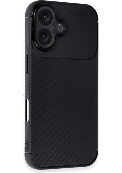 Iphone 16 Plus Kılıf Negro Karbon Fiber Desen Silikon + Ekran Koruyucu