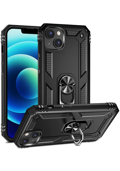 Iphone 14 Plus Kılıf Vega Yüzüklü Standlı + Ekran Koruyucu
