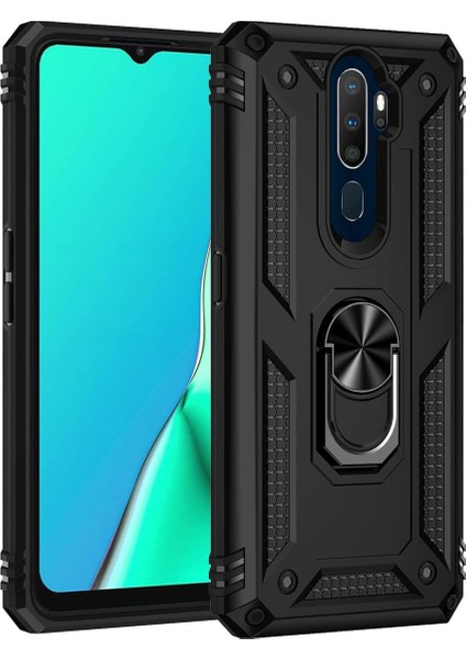 Oppo A5 2020 Kılıf Vega Yüzüklü Standlı + Ekran Koruyucu