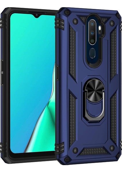 Oppo A9 2020 Kılıf Vega Yüzüklü Standlı + Ekran Koruyucu