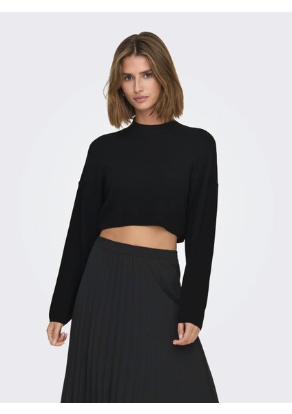 Onlbodrum Cropped Pullover Kadın Siyah Kazak