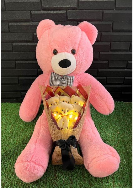 80CM Pembe Ayıcık ve Ledli Ayıcık Buketi Hediye Sepeti fiyatları