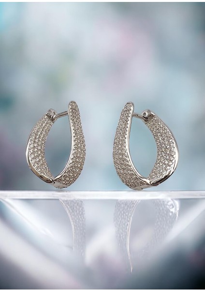 Taşlı Elips Halka Küpe fiyatları