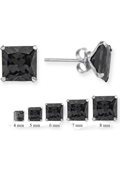 925 Ayar Gümüş 7 mm Siyah Tektaş Küpe