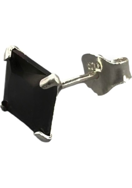 925 Ayar Gümüş 7 mm Siyah Tektaş Küpe modelleri