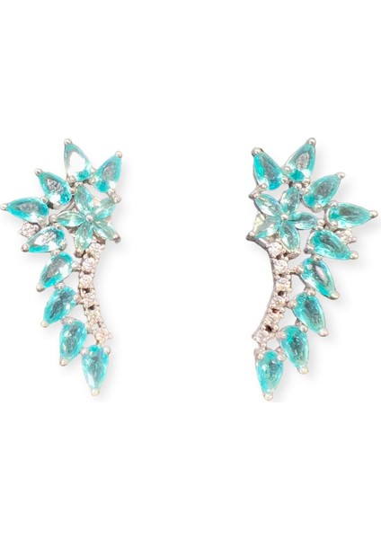 Turkuaz Taşlı Çiçek Küpe fiyatları