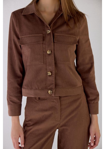 Fitilli Kadife Kahverengi Ceket modelleri