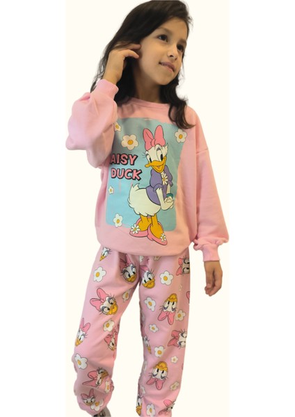 Kız Çocuk 3 Iplik Şardonsuz Daisy Duck Baskılı Günlük Takım fiyatları