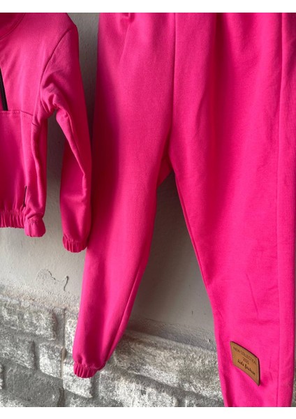 Kız Çocuk Fermuarlı Dik Yaka Sweatshirt Eşofman Takımı Kız Çocuk Alt Üst Takım modelleri