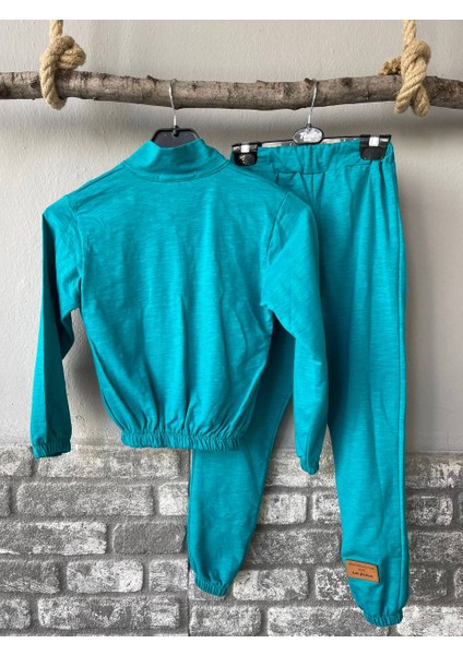 Kız Çocuk Fermuarlı Dik Yaka Sweatshirt Eşofman Takımı Kız Çocuk Alt Üst Takım modelleri
