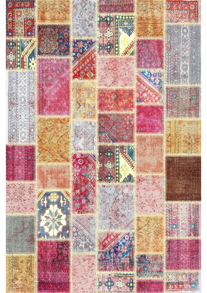 Alvam Patchwork Şönil Pamuk Tabanlı Salon Halısı Kaymaz Yıkanabilir Çevre Dostu modelleri
