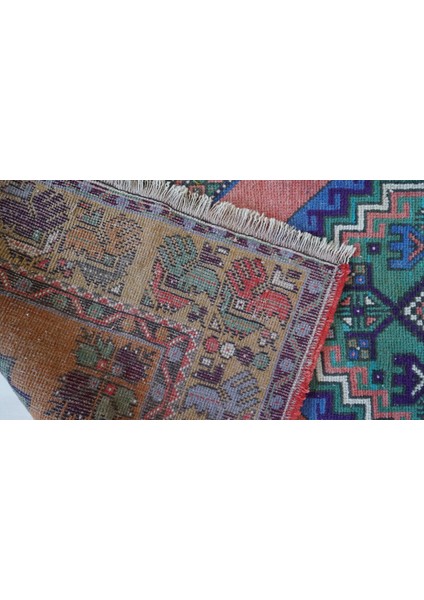 105X200 cm Renkli El Dokuma Yün Anadolu Kilim Yıkanabilir Antik Kilim