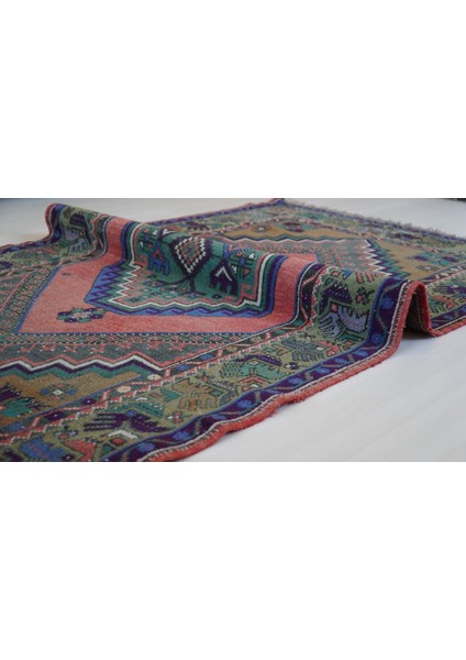 105X200 cm Renkli El Dokuma Yün Anadolu Kilim Yıkanabilir Antik Kilim