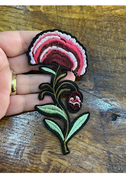 11 x 5 cm Ütü İle Yapışan Çiçek Arma Dikiş Aplike