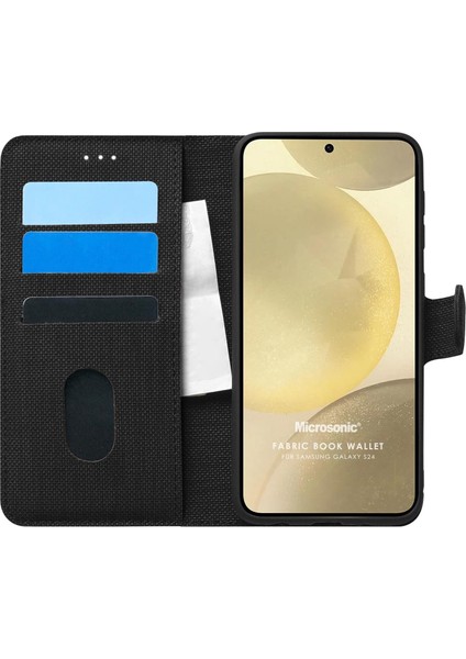 Samsung Galaxy S24 Fe Kılıf Fabric Book Wallet Siyah