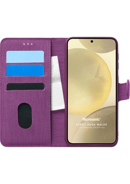 Samsung Galaxy S24 Fe Kılıf Fabric Book Wallet Mor