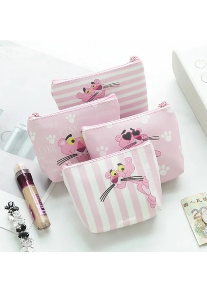 Pink Panther Kore Tarzı Mini 12Cmx10Cm Bozuk Para Cüzdanı Fermuarlı Küçük Kadın Cüzdanı modelleri
