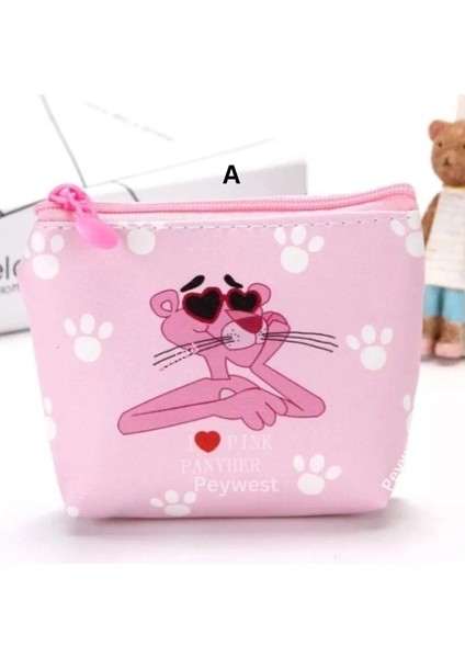 Pink Panther Kore Tarzı Mini 12Cmx10Cm Bozuk Para Cüzdanı Fermuarlı Küçük Kadın Cüzdanı