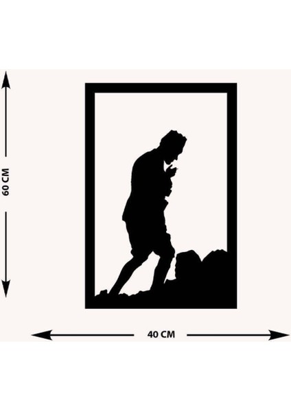 Türkiye'nin Lideri Metal Duvar Tablosu - Ev Duvar Dekorasyonu - 60 x 40 cm -Siyah - ATA-020