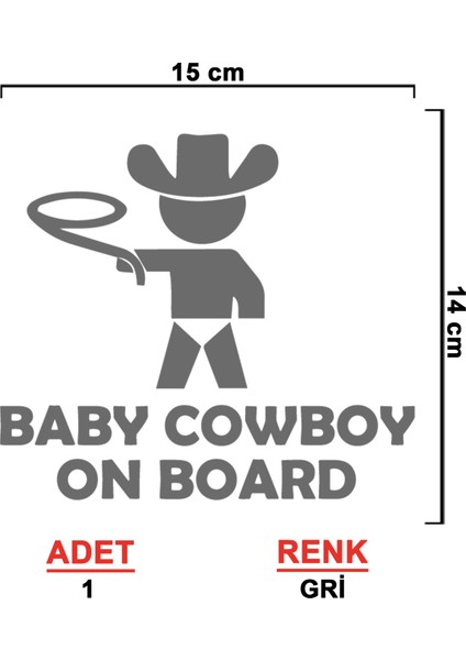 Baby Cowboy On Board Sticker - Oto Sticker - Araba Sticker - Araç Sticker modelleri