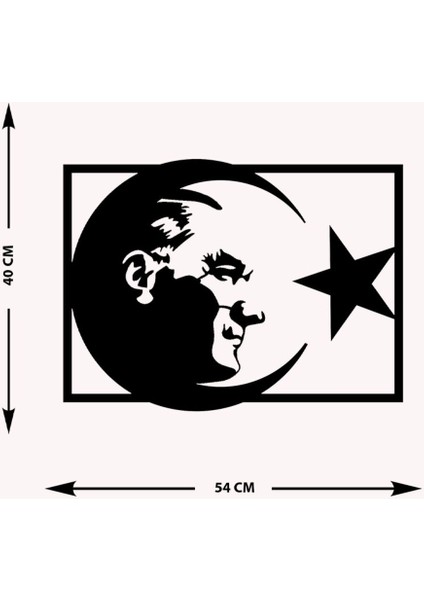 Kurtuluş Savaşı Kahramanı Metal Duvar Tablosu - Ev Duvar Dekorasyonu - 40 x 54 cm -Siyah - ATA-010