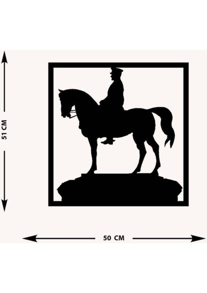 Türkiye'nin Kurucusu Metal Duvar Tablosu - Ev Duvar Dekorasyonu - 50 x 50 cm -Siyah - ATA-008