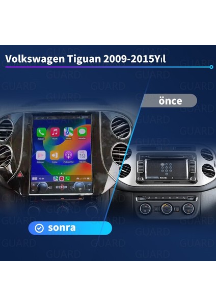 Volkswagen TIGUAN（2008-2015） Yıl)Android Multimedya Sürüm 13 Kablosuz Carplay Navigasyon 9.7 Inç Ekran 4G Ram 64GB Hafıza