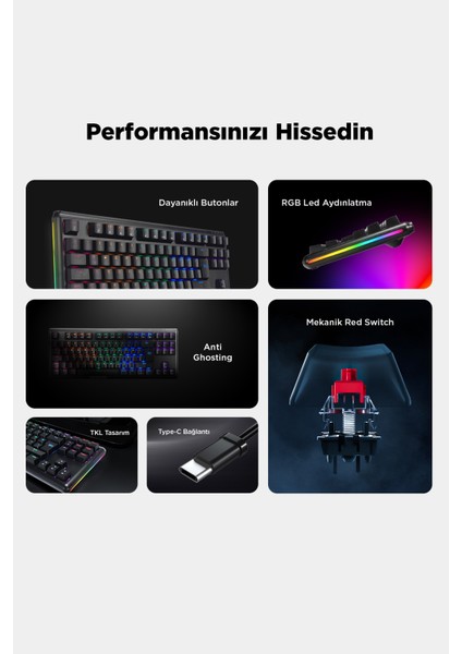 Claw Blue Switch Rgb Q Mekanik Klavye Gaming Klavye Oyuncu Klavyesi Tkl Klavye Antighosting