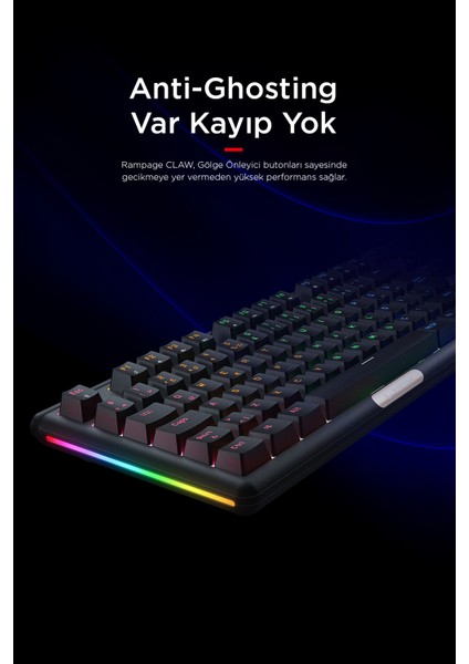 Claw Blue Switch Rgb Q Mekanik Klavye Gaming Klavye Oyuncu Klavyesi Tkl Klavye Antighosting