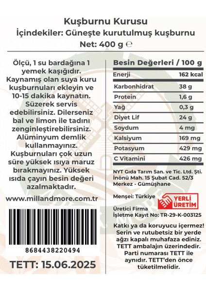 Kuşburnu Kurusu 400 gr fiyatları