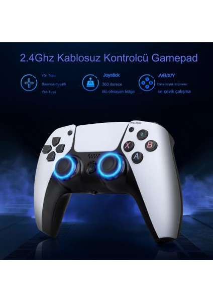 Android Game Tv Stick 64 GB Hazıfa Kartı 2 Kablosuz Oyun Kolu Retro Game Stick Nostalji Oyun Konsolu