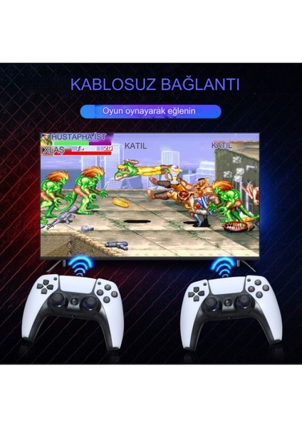 Android Game Tv Stick 64 GB Hazıfa Kartı 2 Kablosuz Oyun Kolu Retro Game Stick Nostalji Oyun Konsolu