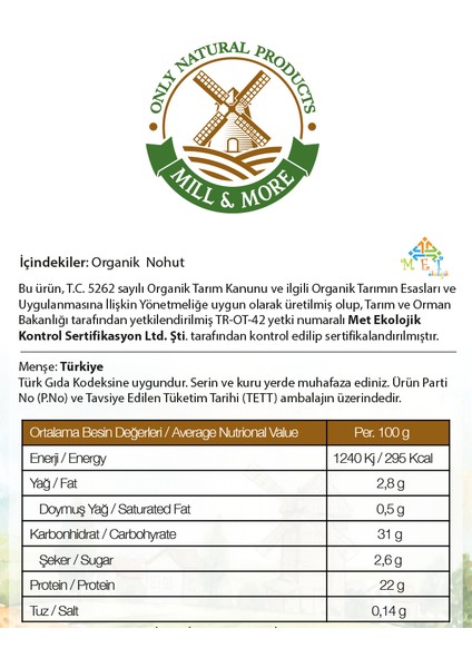 Bakliyat Seti - Organik Pilavlık Bulgur 750 gr + Organik Nohut 750 gr + Organik Kuru Fasulye 750 G