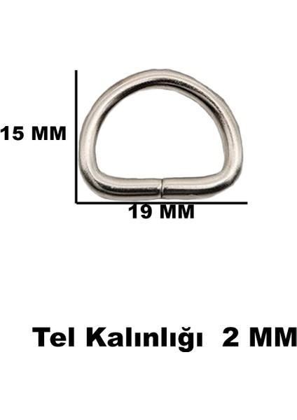 Anahtarlık Montaj Halkası D Çanta Bağlantı Halkası 19x15 Mm (100 Adet) Gümüş modelleri