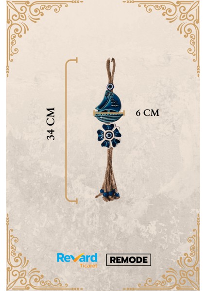 Nazar Boncuklu Seramik Yelkenli ve Çiçek Desenli Kuş Dekoratifli Çok Amaçlı Süs Eşyası 6X34 cm fırsatları