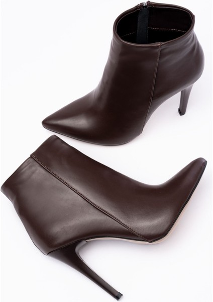 VRT-4802 Kahverengi Yüksek Ince Topuklu Fermuarlı Kadın Bot fiyatları