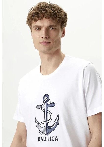 Nautıca Erkek Beyaz Standart Fıt Kısa Kollu T-Shirt modelleri