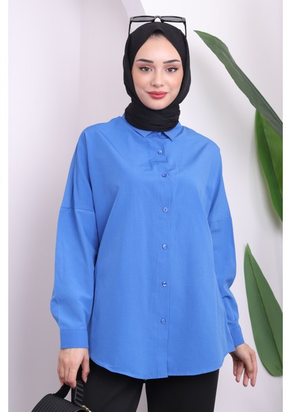 Saks Mavi Salaş Basic Gömlek