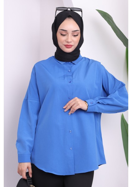 Saks Mavi Salaş Basic Gömlek