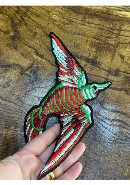 Renkli Nakış Işleme Kuş Arma Dikiş Aplike 22X16 cm