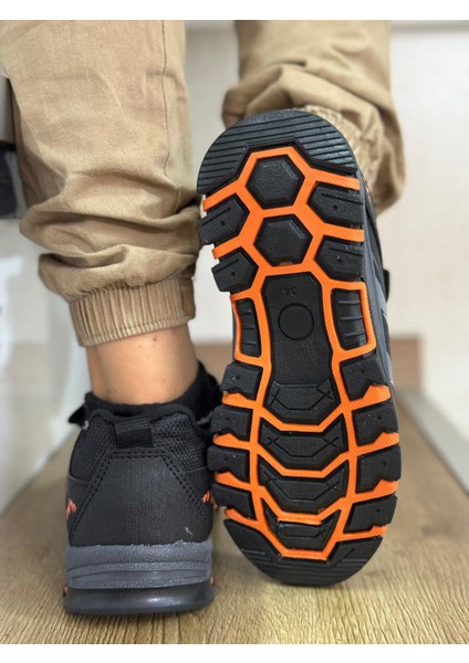 Bantlı Kısa Çocuk Spor Outdoor Ayakkabı-Siyah-Oranj fiyatları