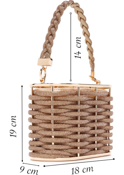 Kadın Altın Taşlı Kol Çantası 24SBD2967TS