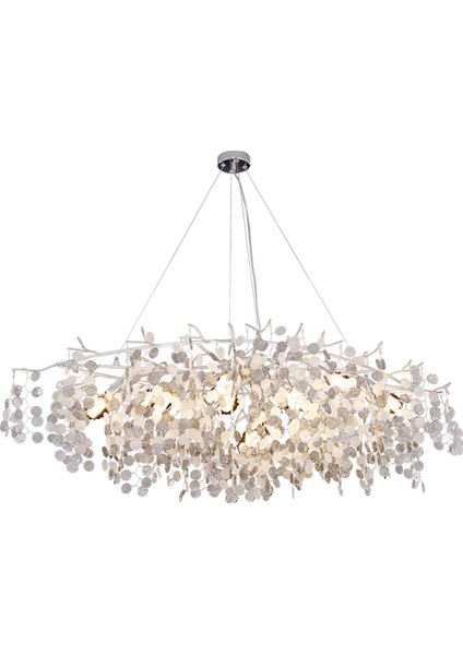 Masal Sıralı Krom Yemek Masası Üstü, Kristal Taşlı Modern, Oturma Odası, Salon Avize