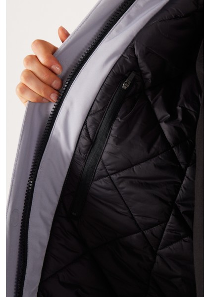 All Terrain Gear Relaxed Fit Geniş Kesim Kapüşonlu Açık Gri Parka Ceket