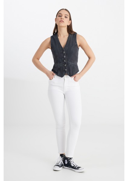 Skinny Fit Dar Kesim Yüksek Bel Çok Dar Paça Forever Fit Kırık Beyaz Jean Kot Pantolon modelleri