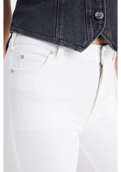 Skinny Fit Dar Kesim Yüksek Bel Çok Dar Paça Forever Fit Kırık Beyaz Jean Kot Pantolon fırsatları